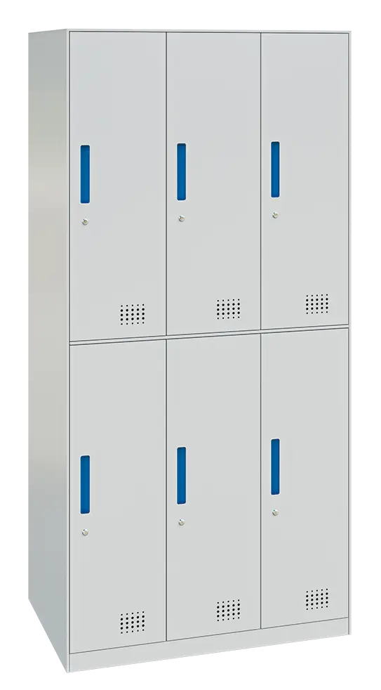 S-LINE 906 skříň 6-boxová, 1850x900x500 mm, šedá/úchytka modrá